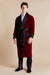 Astor Luxury Burgundy Cotton Long Velvet Smoking Jacket - Model Front | Bown of London